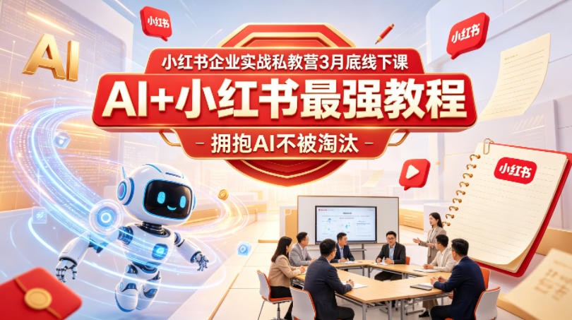 小红书企业实战私教营3月底线下课,AI+小红书最强教程,拥抱AI不被淘汰-猴哥VIP资源站