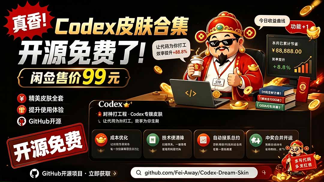 Codex Dream Skin：免费开源，一张图让你的Codex秒变精美主题-猴哥资源站