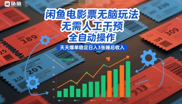 闲鱼电影票无脑玩法,无需人工干预,全自动操作,天天爆单稳定日入3张睡后收入【揭秘】-猴哥VIP资源站