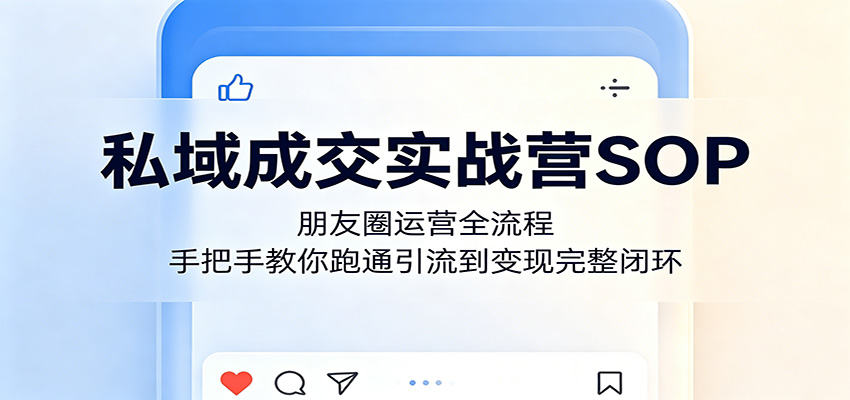 私域成交实战营SOP：朋友圈运营全流程，手把手教你跑通引流到变现完整闭环-猴哥VIP资源站