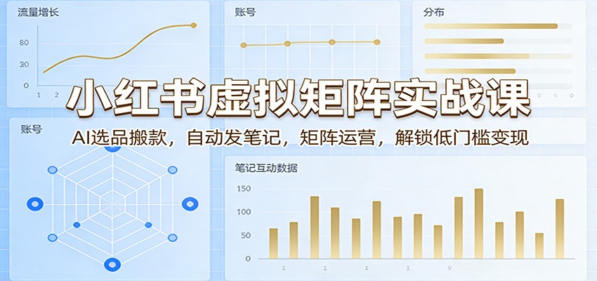 小红书虚拟矩阵实战课：AI选品搬款，自动发笔记，矩阵运营，解锁低门槛变现-猴哥VIP资源站