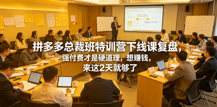拼多多总裁班特训营下线课复盘,强付费才是硬道理,想賺钱,来这2天就够了-猴哥VIP资源站