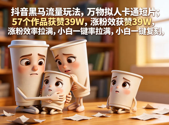 抖音黑马流量玩法,万物拟人卡通短片,57个作品获赞39W,涨粉效率拉满,小白一键复刻,保姆级拆解-猴哥VIP资源站