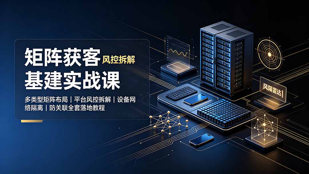 矩阵获客基建实战课：多类型矩阵布局｜平台风控拆解｜设备网络隔离｜防关联全套落地教程-猴哥VIP资源站