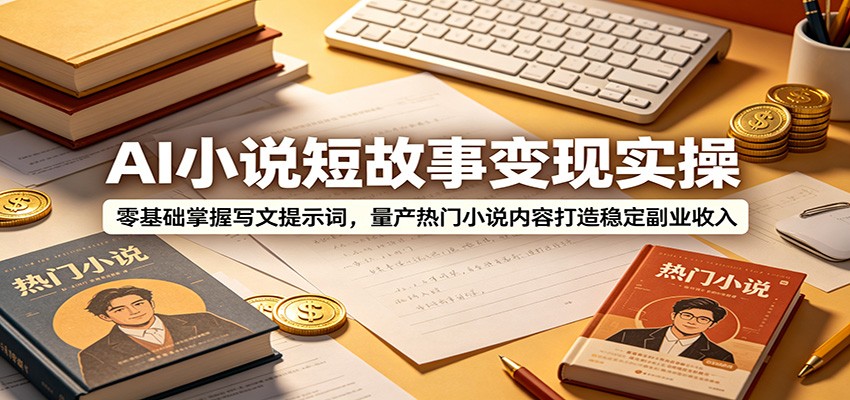 AI小说短故事变现实操：零基础掌握写文提示词，量产热门小说内容打造稳定副业收入-猴哥VIP资源站