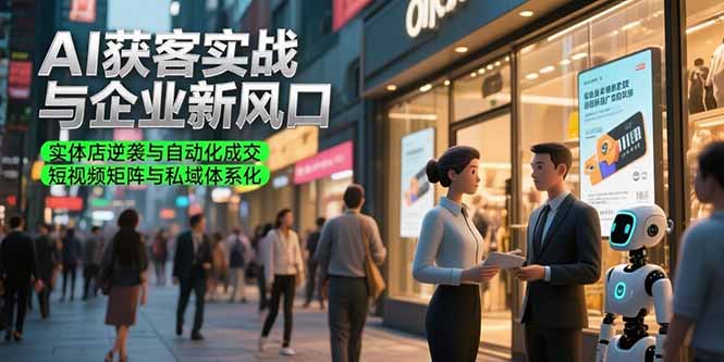 AI获客实战与企业新风口，实体店逆袭与自动化成交 短视频矩阵与私域体系化-猴哥VIP资源站