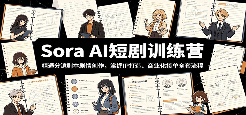 Sora AI短剧训练营：精通分镜剧本剧情创作，掌握IP打造、商业化接单全套流程-猴哥VIP资源站