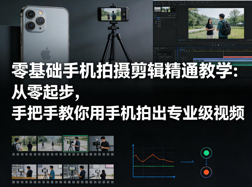 零基础手机拍摄剪辑精通教学：从零起步，手把手教你用手机拍出专业级视频-猴哥VIP资源站