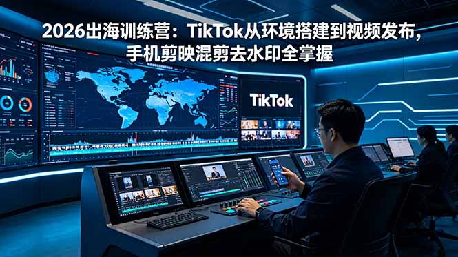 2026出海训练营：TikTok从环境搭建到视频发布，手机剪映混剪去水印全掌握-猴哥VIP资源站