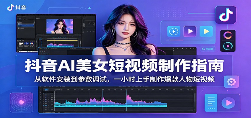 抖音AI美女短视频制作指南：从软件安装到参数调试，一小时上手制作爆款人物短视频-猴哥VIP资源站