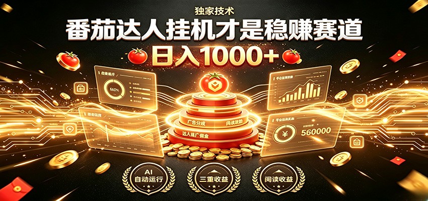别再瞎找副业!番茄达人挂机才是稳赚赛道 日入1000+-猴哥VIP资源站
