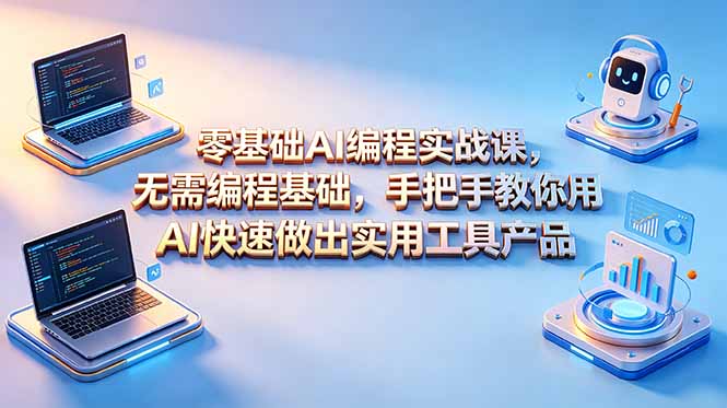零基础AI编程实战课-更新,无需编程基础,手把手教你用AI快速做出实用工具产品-猴哥VIP资源站