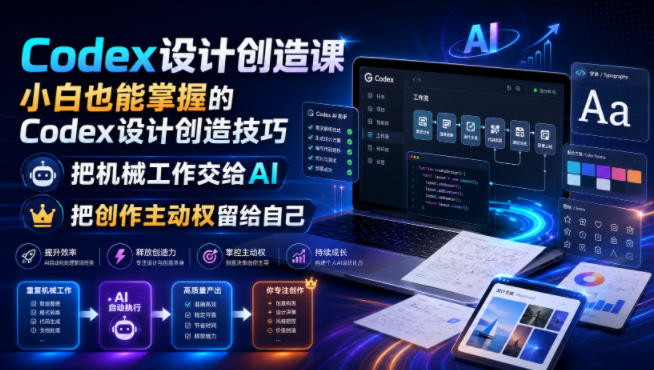 Codex设计创造课，小白也能掌握的Codex设计创造技巧，把机械工作交给AI，把创作主动权留给自己-猴哥VIP资源站
