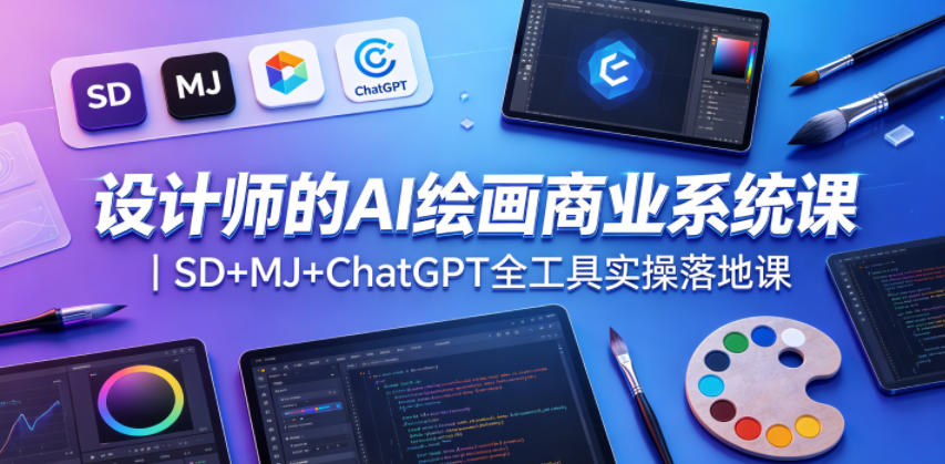 设计师的AI绘画商业系统课｜SD+MJ+ChatGPT全工具实操落地课-猴哥VIP资源站