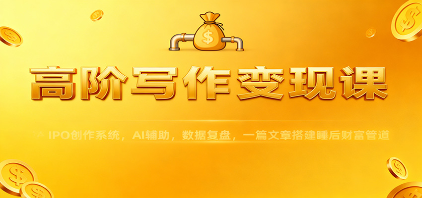 高阶写作变现课:IPO创作系统,AI辅助,数据复盘,一篇文章搭建睡后财富管道-猴哥VIP资源站