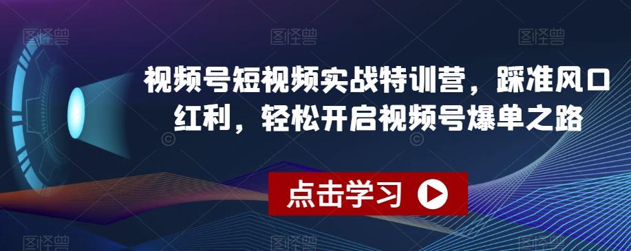 视频号短视频实战特训营，踩准风口红利，轻松开启视频号爆单之路-猴哥VIP资源站
