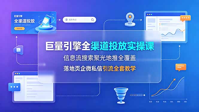 巨量引擎全渠道投放实操课,信息流搜索聚光地推全覆盖,落地页企微私信引流全套教学-猴哥VIP资源站