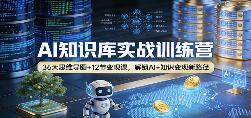 AI知识库实战训练营：36天思维导图+12节变现课，解锁AI+知识变现新路径-猴哥VIP资源站