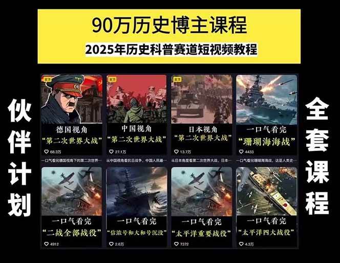 图片[1]-短视频历史赛道实战教程，手机电脑双端剪辑教程和账号运营指南与变现技巧-猴哥VIP资源站