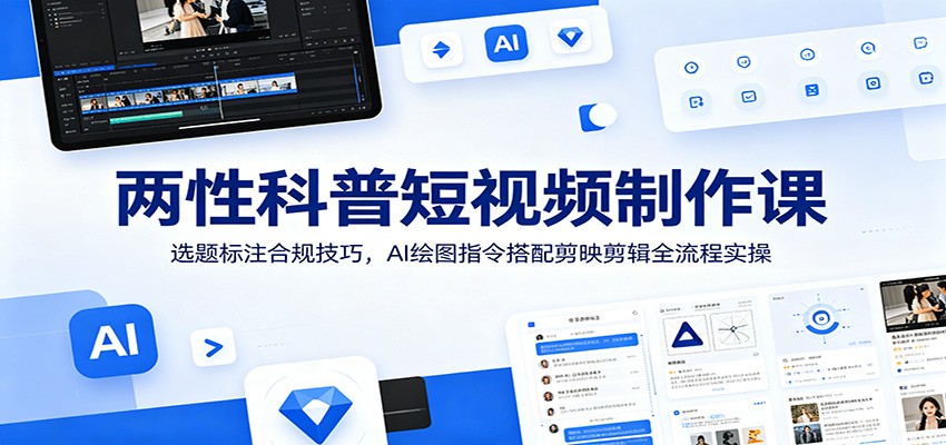 两性科普短视频制作课：选题标注合规技巧，AI绘图指令搭配剪映剪辑全流程实操-猴哥VIP资源站