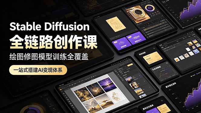 Stable Diffusion全链路创作课,绘图修图模型训练全覆盖,一站式搭建AI变现体系-猴哥VIP资源站