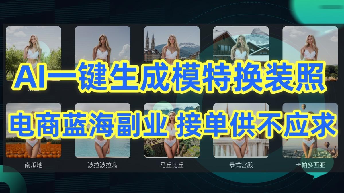 AI制作一键生成模特换装照，电商蓝海副业，接单供不应求-猴哥VIP资源站