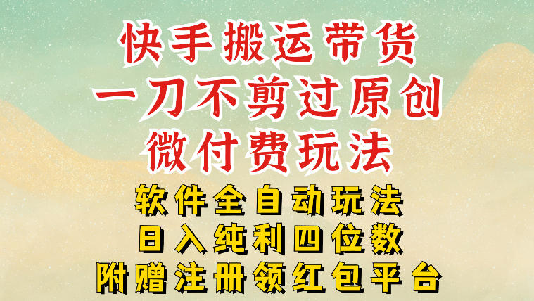 快手搬运带货，一刀不剪过原创，微付费玩法，软件全自动玩法，日入纯利四位数【揭秘】-猴哥VIP资源站