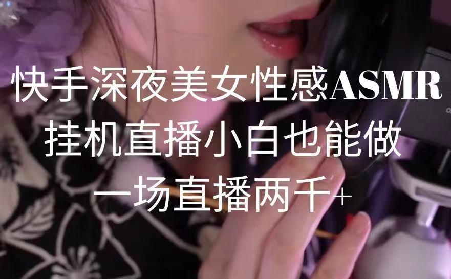 快手深夜美女性感ASMR挂机直播,小白也能做,一场直播两千+-猴哥VIP资源站