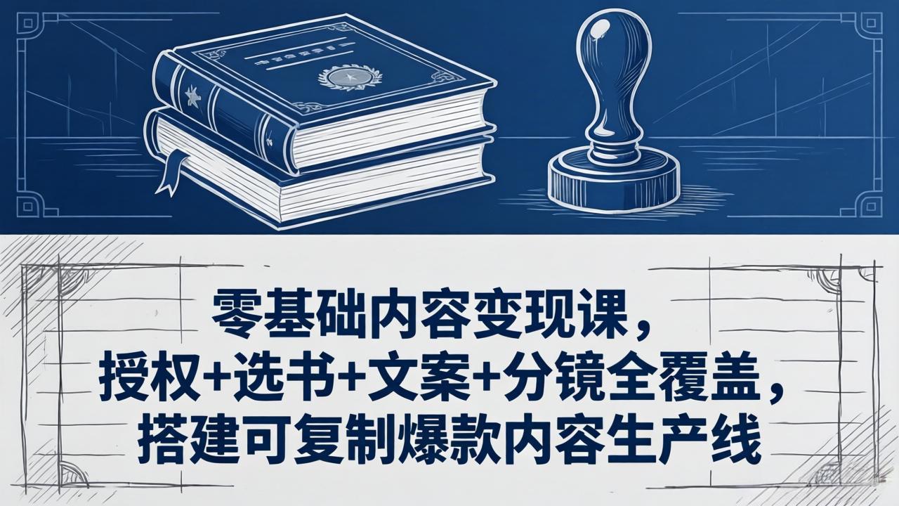 零基础内容变现课,授权+选书+文案+分镜全覆盖,搭建可复制爆款内容生产线-猴哥VIP资源站