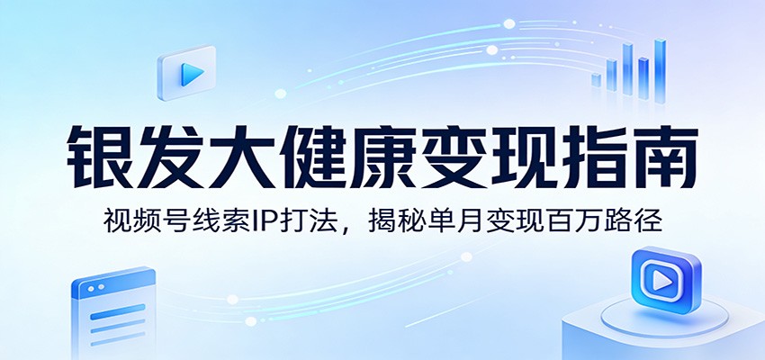 银发大健康变现指南：视频号线索IP打法，揭秘单月变现百万路径-猴哥VIP资源站