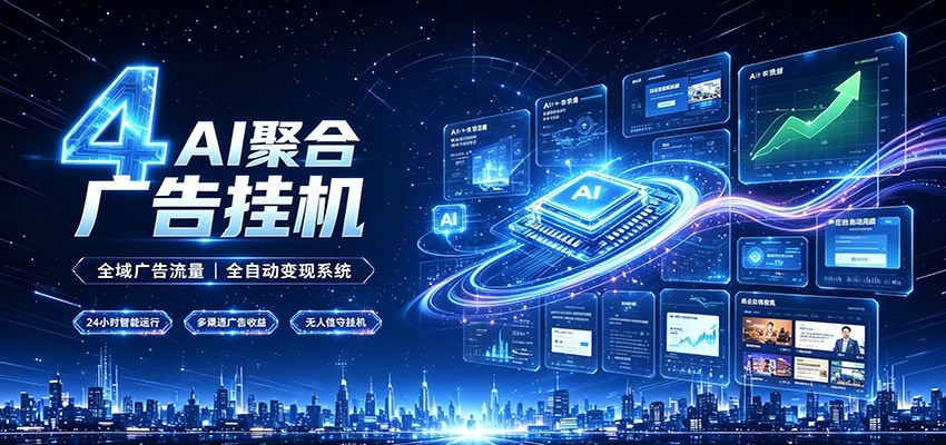 全域广告流量聚合，AI无人挂机稳赚佣金，打造长期稳定被动收入副业-猴哥VIP资源站
