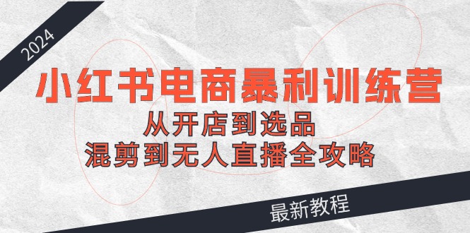 2024小红书电商暴利训练营：从开店到选品，混剪到无人直播全攻略-猴哥VIP资源站