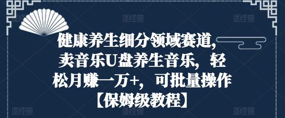健康养生细分领域赛道,卖音乐U盘养生音乐,轻松月赚一万+,可批量操作【保姆级教程】