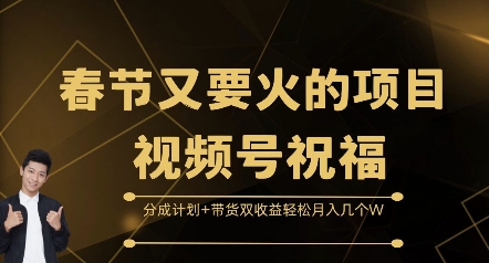 春节又要火的项目视频号祝福，分成计划+带货双收益，轻松月入几个W【揭秘】-猴哥VIP资源站