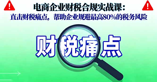 电商企业财税合规实战课，直击财税痛点，帮助企业规避最高80%的税务风险-猴哥VIP资源站