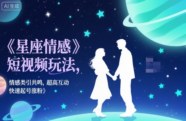 星座情感短视频玩法，情感类引共鸣，超高互动，快速起号涨粉-猴哥VIP资源站