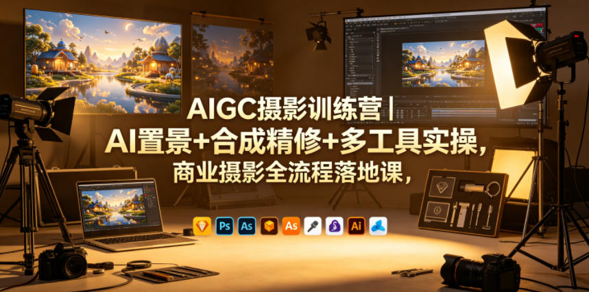 AIGC摄影训练营｜AI置景+合成精修+多工具实操，商业摄影全流程落地课-猴哥VIP资源站