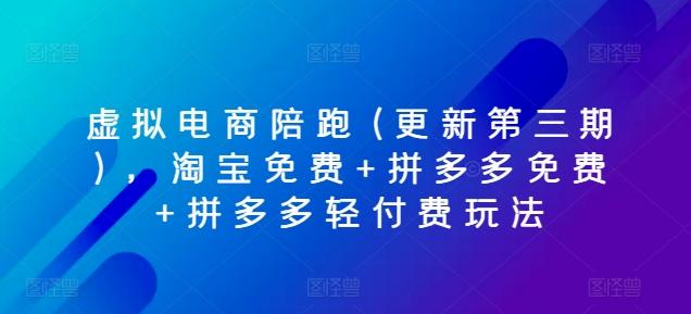 虚拟电商陪跑(更新第三期)，淘宝免费+拼多多免费+拼多多轻付费玩法-猴哥VIP资源站