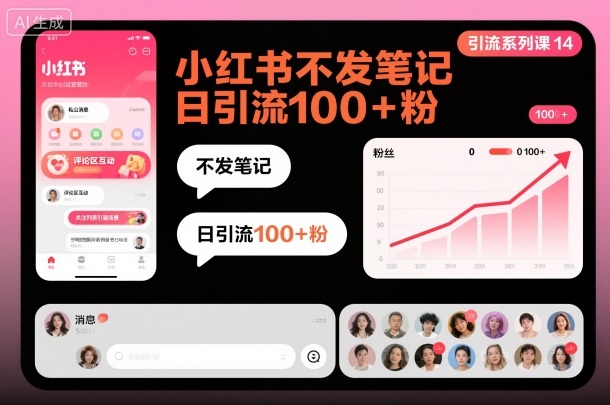 引流系列课14:小红书不发笔记日引流100+粉-猴哥VIP资源站