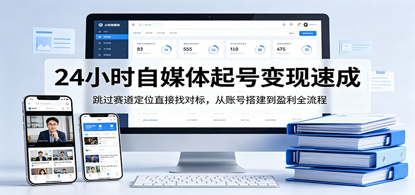 24小时自媒体起号变现速成，跳过赛道定位直接找对标，从账号搭建到盈利全流程-猴哥VIP资源站