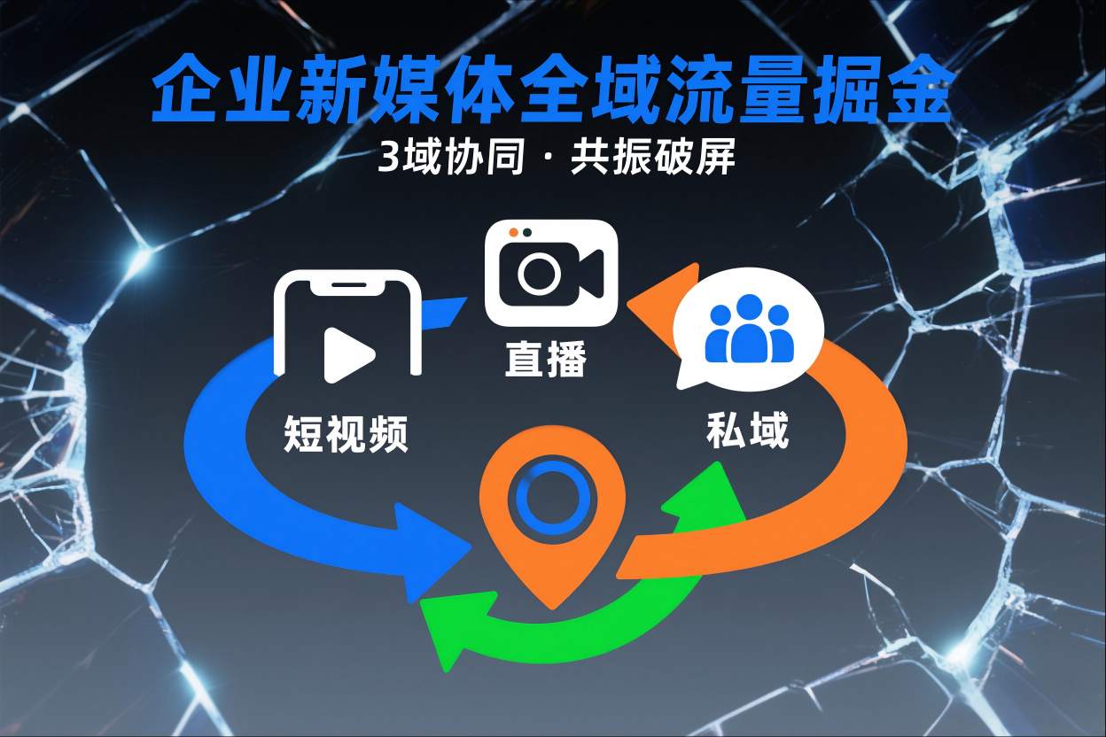 短视频全域商业模式,企业新媒体全域流量掘金,3域协同,共振破屏,短视频-直播-私域-地域-猴哥VIP资源站
