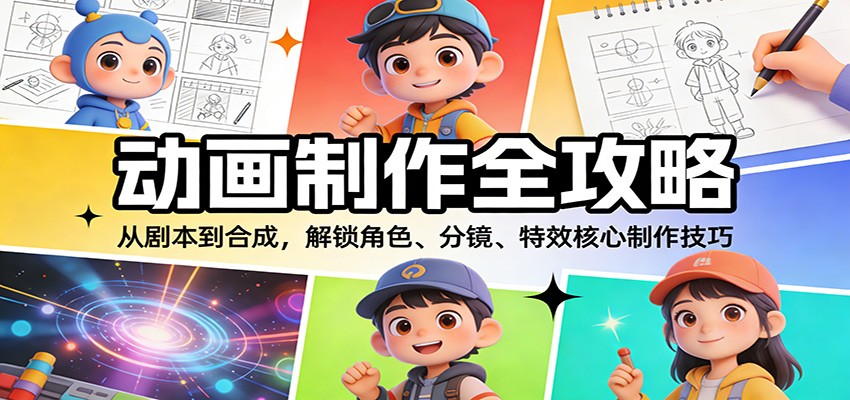 动画制作全攻略：从剧本到合成，解锁角色、分镜、特效核心制作技巧-猴哥VIP资源站
