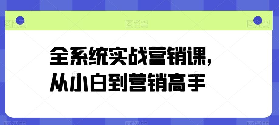 全系统实战营销课,从小白到营销高手-猴哥VIP资源站