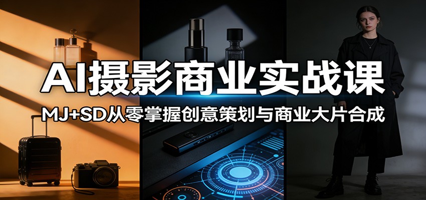 AI摄影商业实战课：MJ+SD从零掌握创意策划与商业大片合成-猴哥VIP资源站