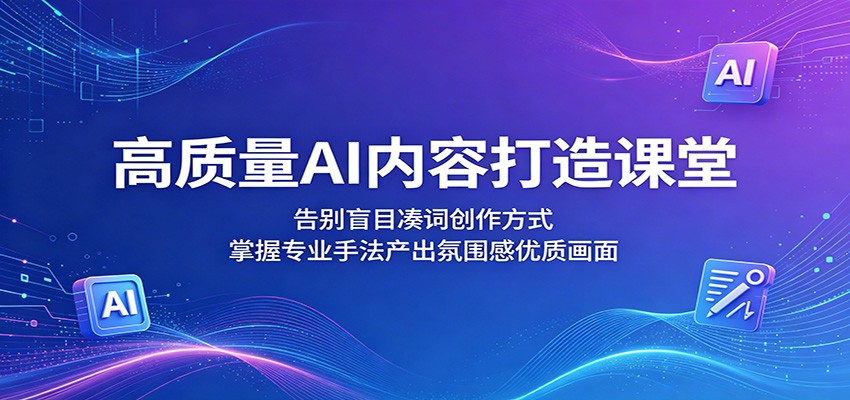 高质量AI内容打造课堂：告别盲目凑词创作方式，掌握专业手法产出氛围感优质画面-猴哥VIP资源站