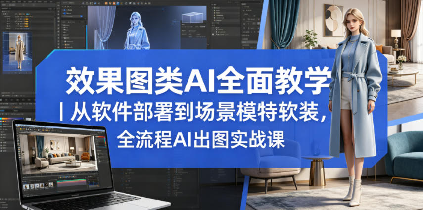效果图类AI全面教学｜从软件部署到场景模特软装，全流程AI出图实战课-猴哥VIP资源站