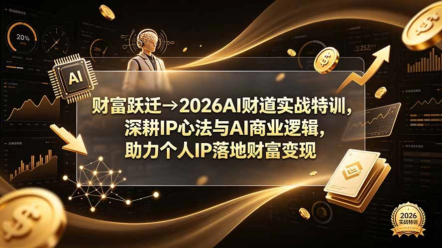 财富跃迁→2026AI财道实战特训，深耕IP心法与AI商业逻辑，助力个人IP落地财富变现-猴哥VIP资源站