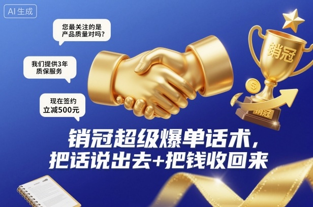 销冠超级爆单话术，把话说出去+把钱收回来-猴哥VIP资源站