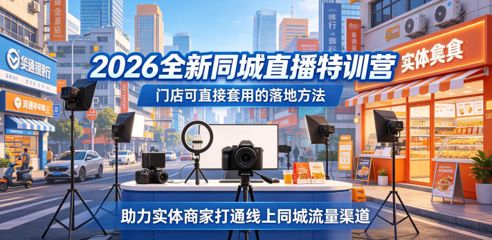 2026全新同城直播特训营，门店可直接套用的落地方法，助力实体商家打通线上同城流量渠道-猴哥VIP资源站