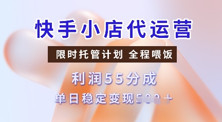 快手小店代运营,限时托管计划,收益55分,单日稳定变现多张【揭秘】-猴哥VIP资源站